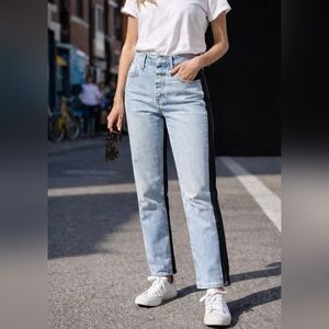 NWT Revice Women's Two Tone (Light Blue And Black) Ex-boyfriend Jeans Size 26